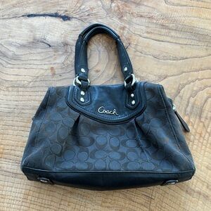 Coach Black and Gray Signature Shoulder Bag